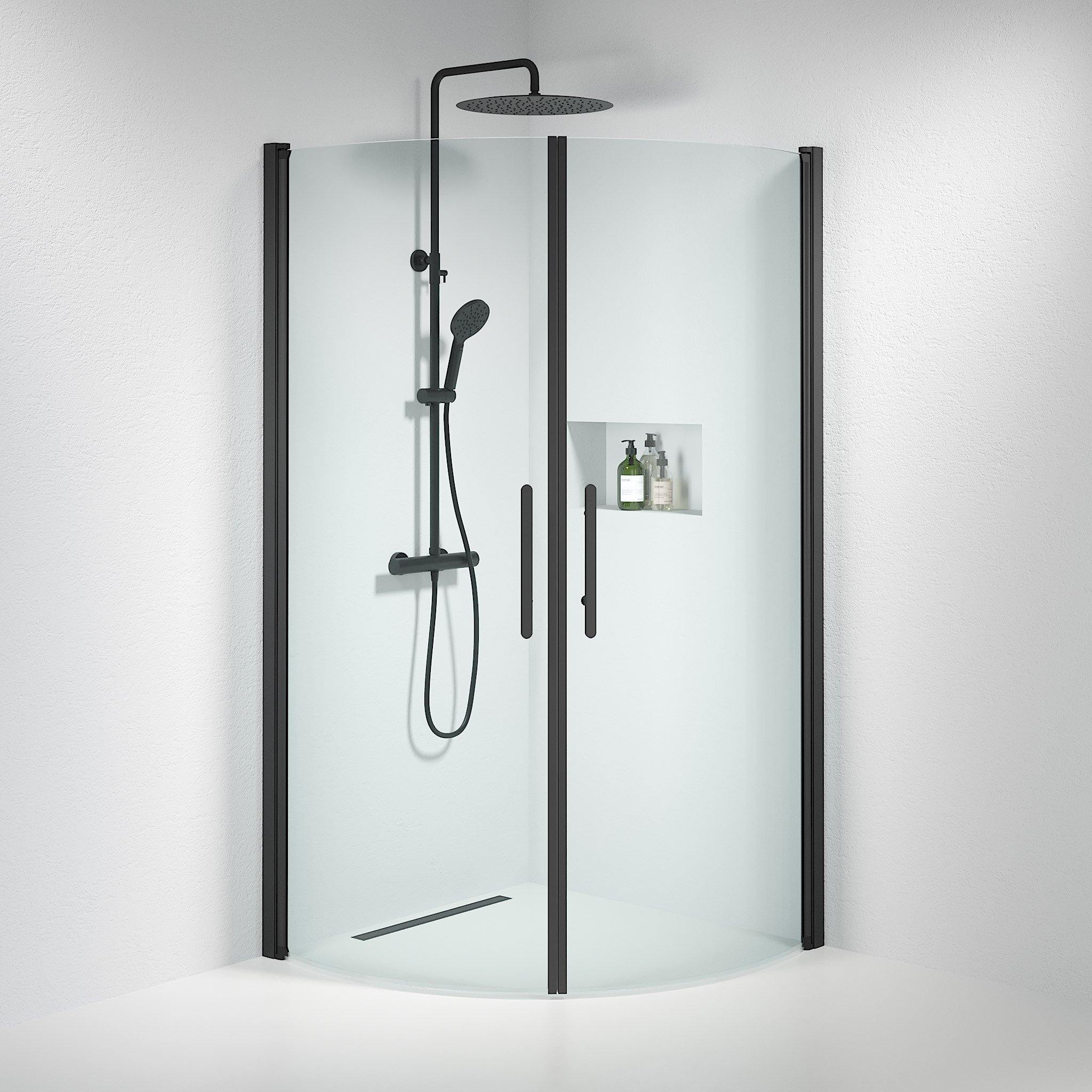 Round - Clear, Shower Enclosure Set - Code, Clear/Black - 80 cm - MASTERSTORE - 8595677119466 - Shower Enclosure Set - Code - 35 - 808 - 02 - 50 - 00 - 8595677119466