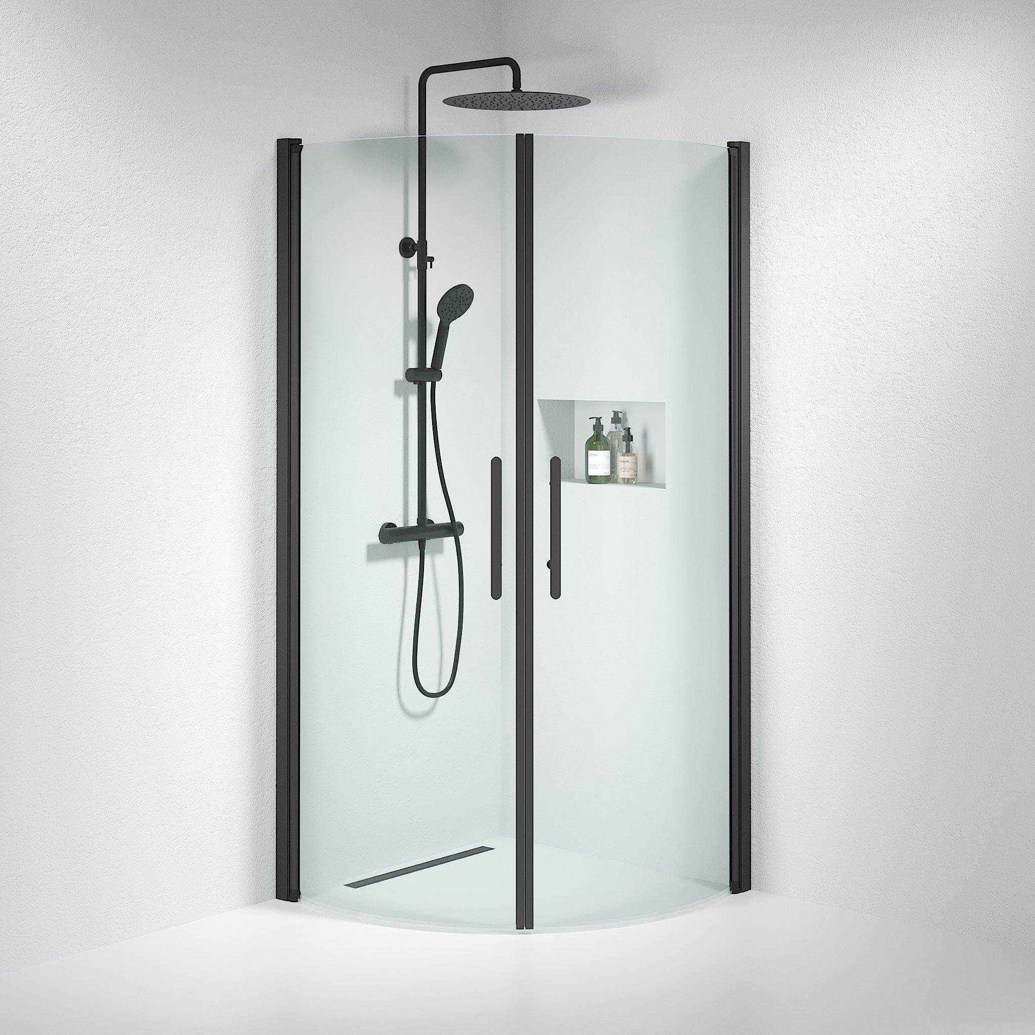 Round - Clear, Shower Enclosure Set - Code, Clear/Black - 80 cm - MASTERSTORE - 8595677119466 - Shower Enclosure Set - Code - 35 - 808 - 02 - 50 - 00 - 8595677119466