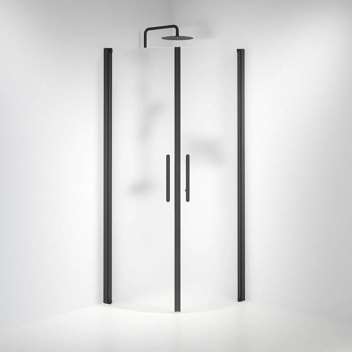 Vänern Duschhörn, Rund, Frostat Glas, Svart Profil - Duschhörna - BATH DELUXE - PRESTIGE - 35 - 808 - 02 - 55 - 00 - BATHDELUXE SWEDEN