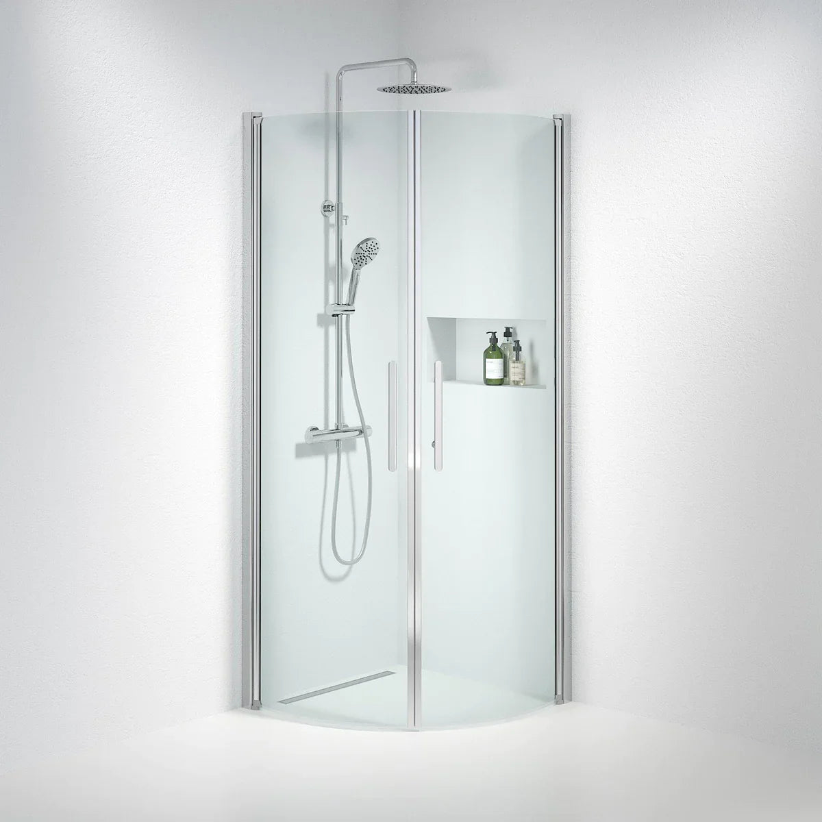 Vänern Duschhörn, Rund, Klarglas, Krom Profil - Duschhörna - BATH DELUXE - PRESTIGE - 35 - 808 - 60 - 50 - 00 - BATHDELUXE SWEDEN