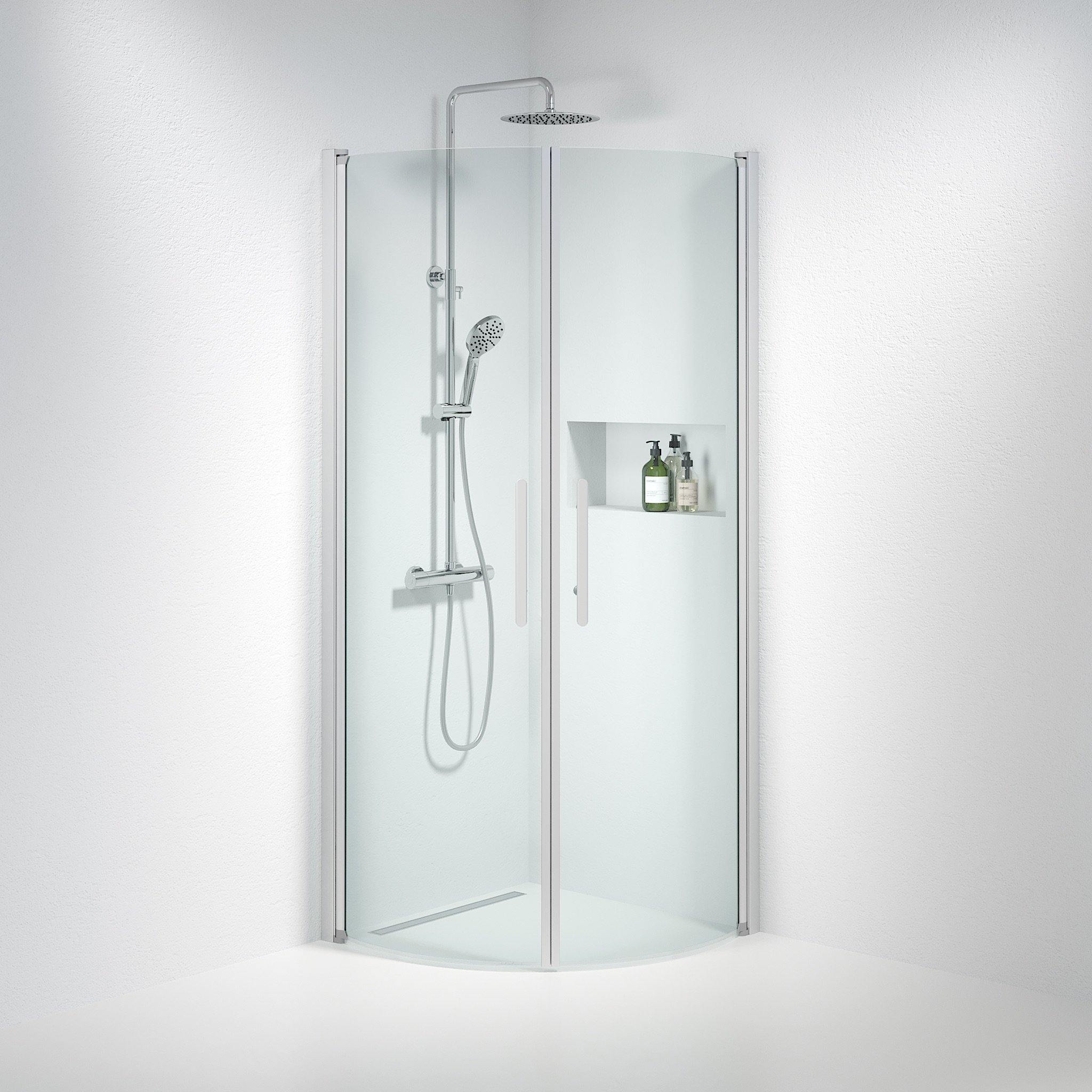 Round - Clear, Shower Enclosure Set - Code, Clear/Satin - 80 cm - MASTERSTORE - 8595677119541 - Shower Enclosure Set - Code - 35 - 808 - 67 - 50 - 00 - 8595677119541