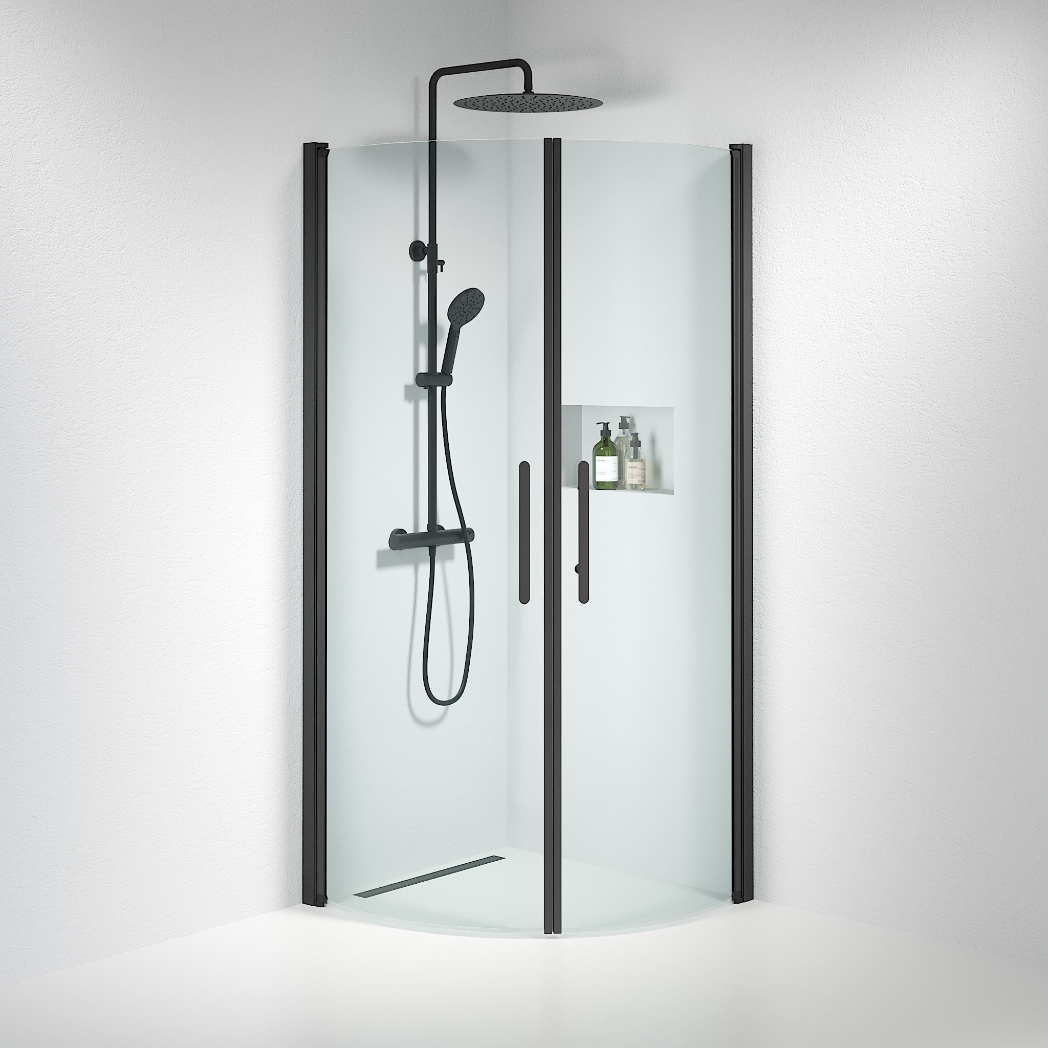 Round - Clear, Shower Enclosure Set - Code, Clear/Black - 80 cm - MASTERSTORE - 8595677119589 - Shower Enclosure Set - Code - 35 - 809 - 02 - 50 - 00 - 8595677119589