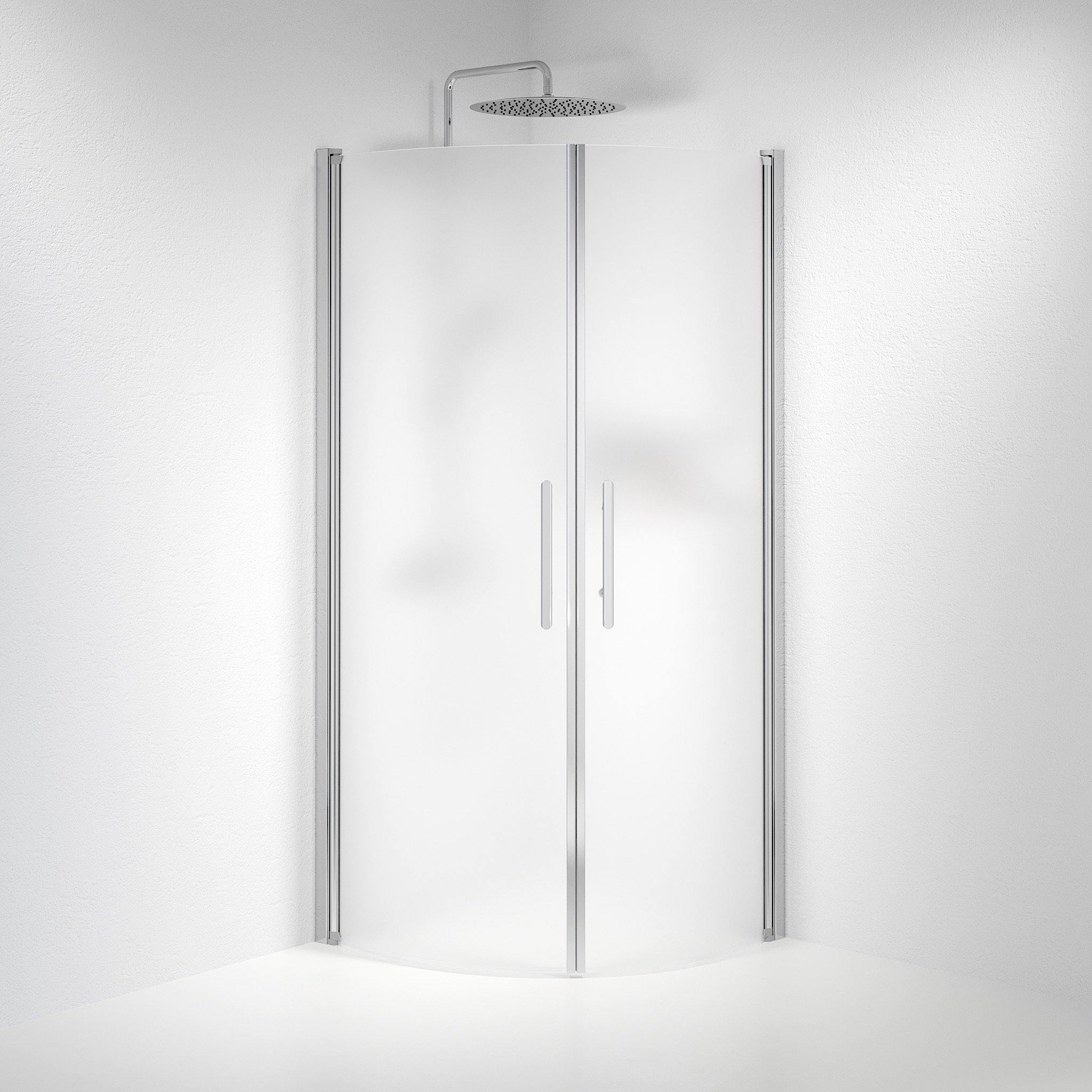 Round - Frosted, Shower Enclosure Set - Code, Matt/Chrome - 80 cm - MASTERSTORE - 8595677119701 - Shower Enclosure Set - Code - 35 - 809 - 60 - 55 - 00 - 8595677119701