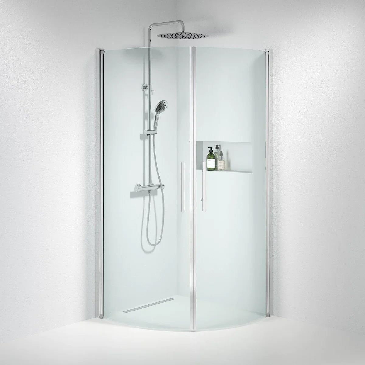 Vänern Duschhörn, Rund, Klarglas, Krom Profil - Duschhörna - BATH DELUXE - PRESTIGE - 35 - 901 - 60 - 50 - 00 - BATHDELUXE SWEDEN