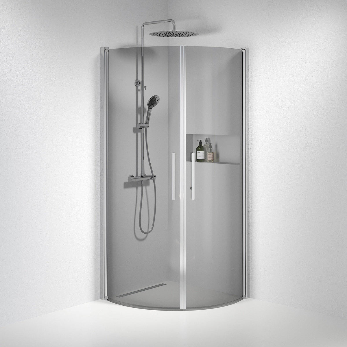 Round - Smoked, Shower Enclosure Set - Code, Smoked/Chrome - 90 cm - MASTERSTORE - 8595677120011 - Shower Enclosure Set - Code - 35 - 901 - 60 - 56 - 00 - 8595677120011