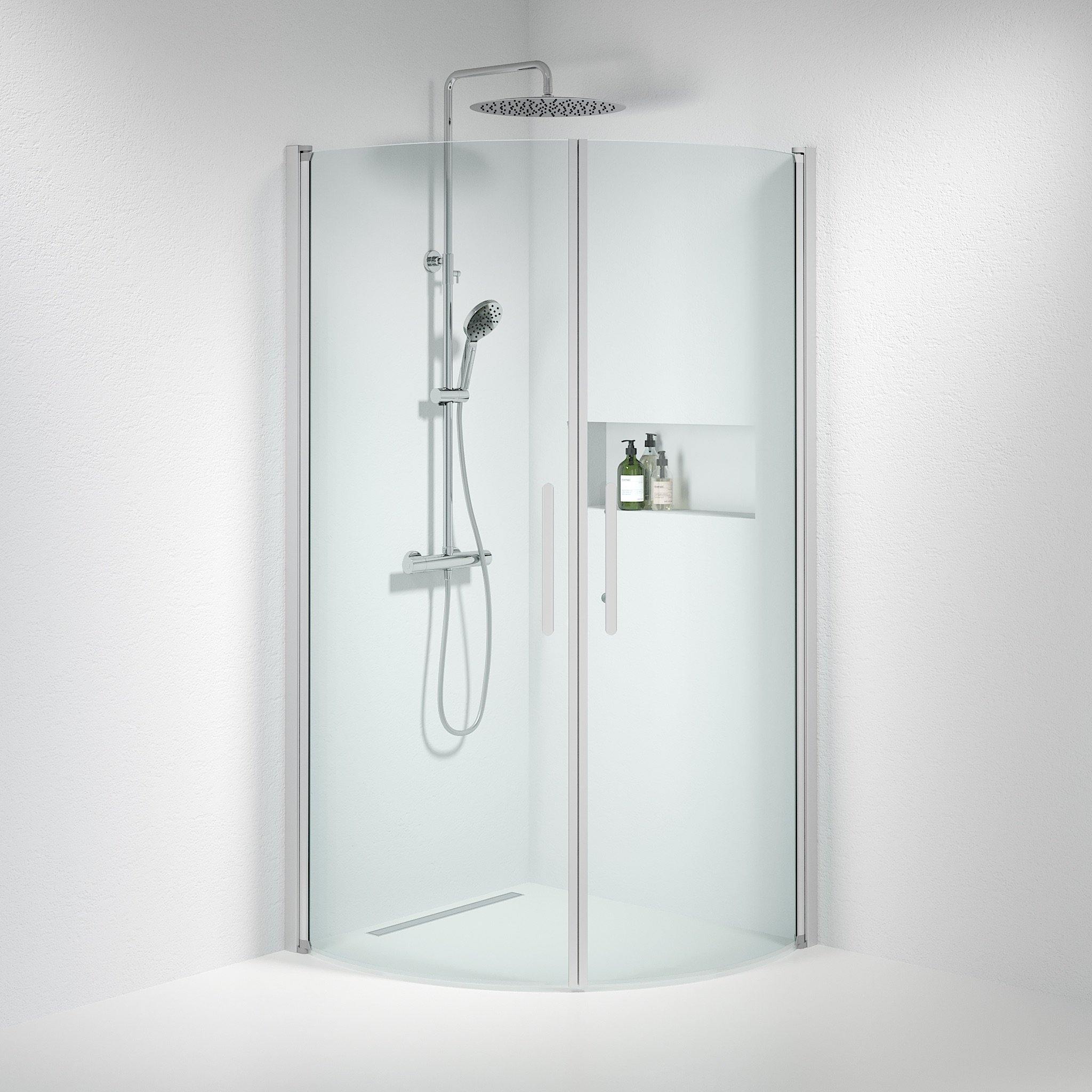 Round - Clear, Shower Enclosure Set - Code, Clear/Satin - 90 cm - MASTERSTORE - 8595677120028 - Shower Enclosure Set - Code - 35 - 901 - 67 - 50 - 00 - 8595677120028