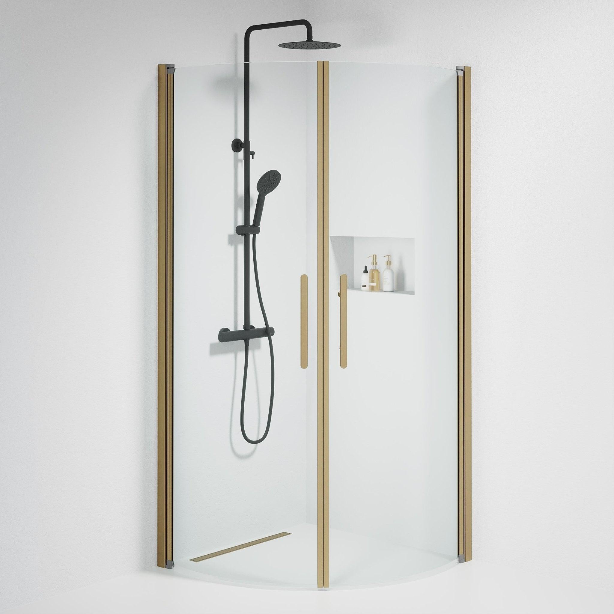 Round - Clear, Shower Enclosure Set - Code, Clear/Bronze - 90 cm - MASTERSTORE - 8595677155143 - Shower Enclosure Set - Code - 35 - 901 - 70 - 50 - 00 - 8595677155143