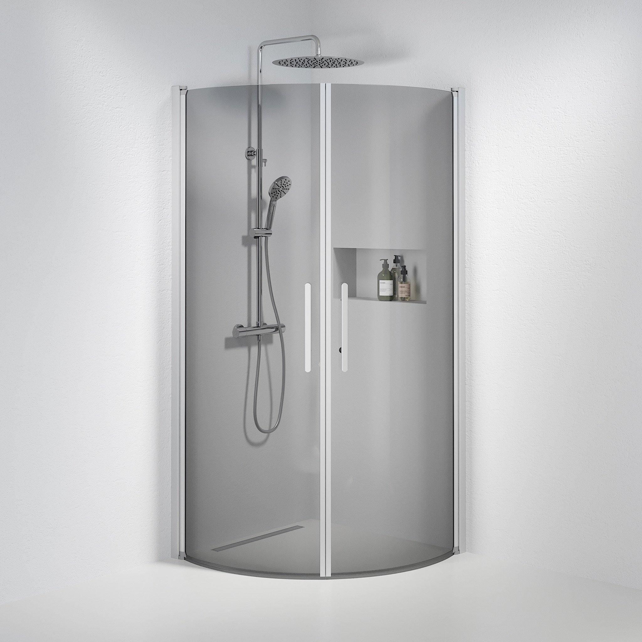 Round - Smoked, Shower Enclosure Set - Code, Smoked/Satin - 90 cm - MASTERSTORE - 8595677119930 - Shower Enclosure Set - Code - 35 - 909 - 67 - 56 - 00 - 8595677119930