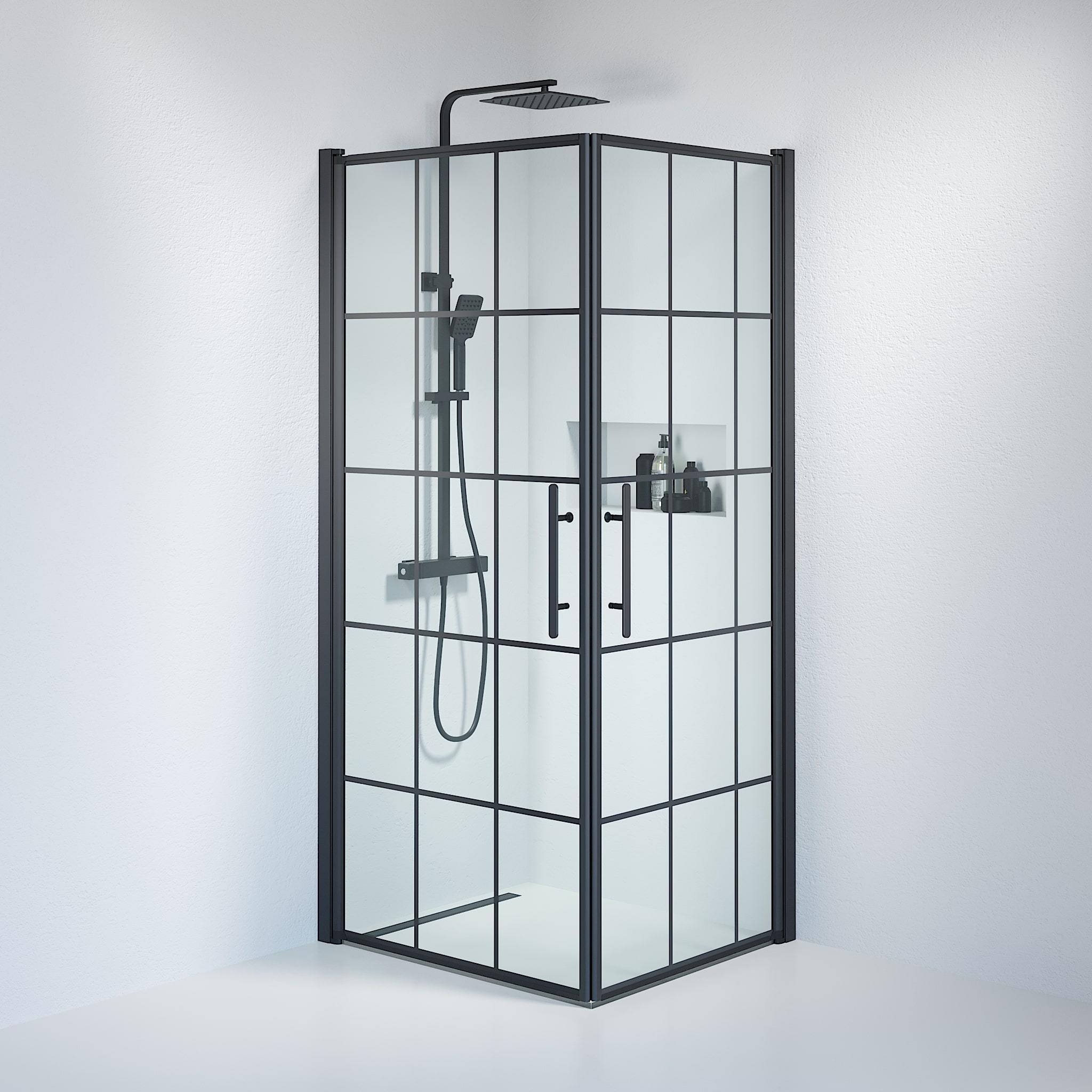 Kvadratisk - Stomme, Duschset - Kvadratisk, Stomme/Svart - 100 cm - Duschkabinset - Kod - BATH DELUXE - PRESTIGE - 36-101-02-49-01 - BATHDELUXE SWEDEN