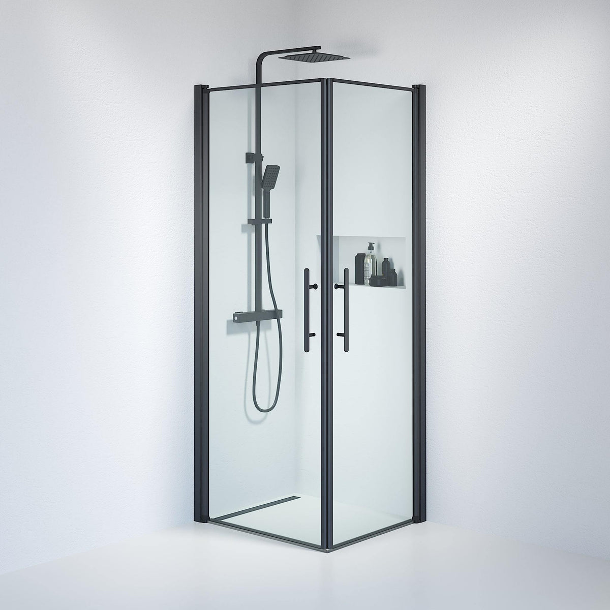 Square - Clear, Shower Enclosure Set - Code, Clear/Black - 100 cm - MASTERSTORE - 8595677121223 - Shower Enclosure Set - Code - 36 - 101 - 02 - 50 - 00 - 8595677121223