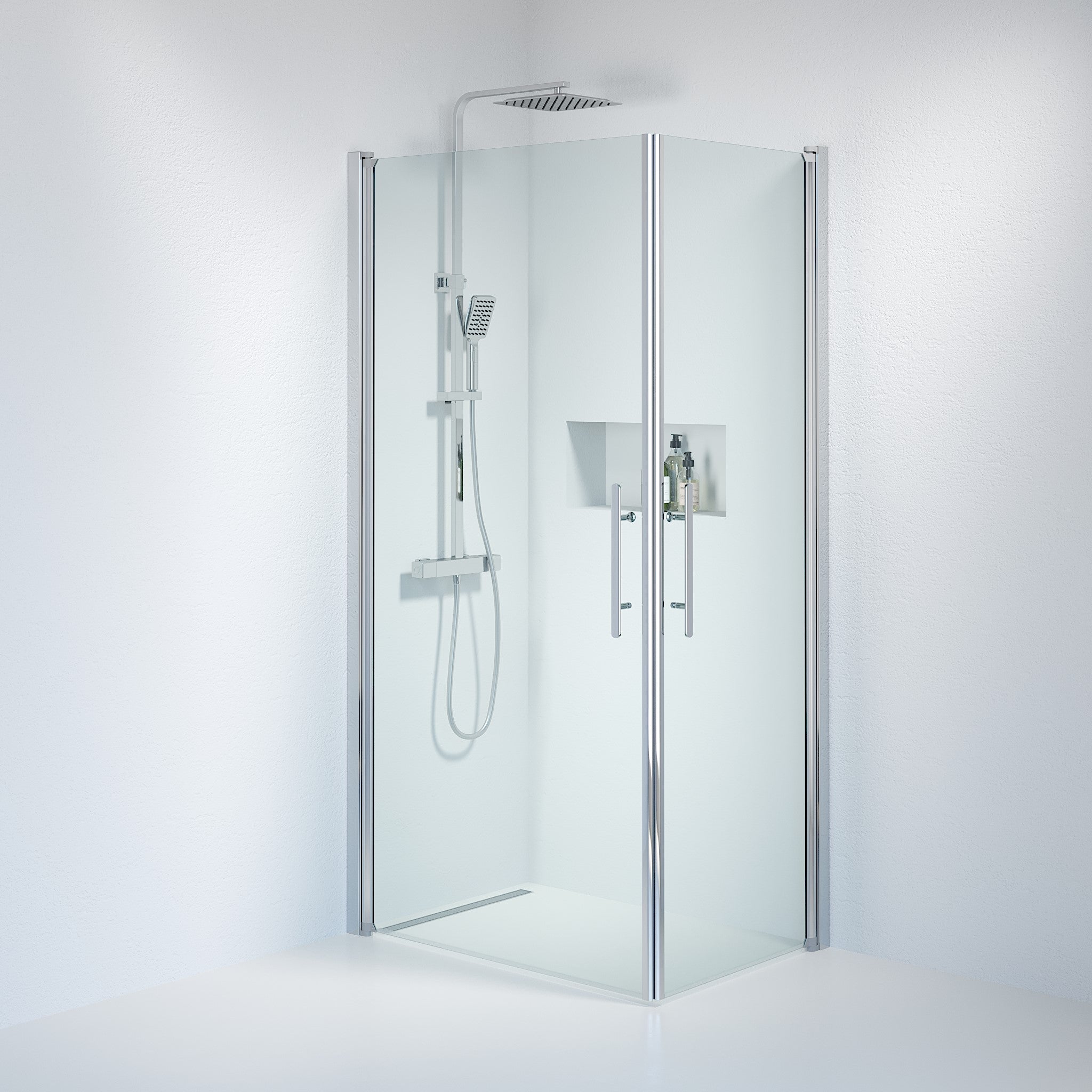 Kvadratisk - Klar, Duschset - Kvadratisk, Klar/Krom - 100 cm - Duschkabinset - Kod - BATH DELUXE - PRESTIGE - 36-101-60-50-00 - BATHDELUXE SWEDEN