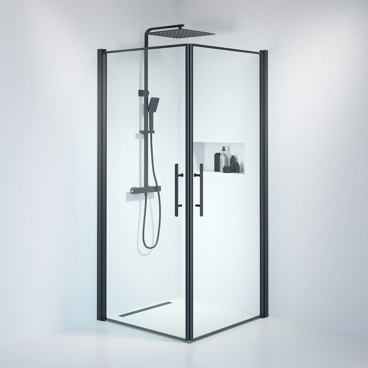 Square - Clear, Shower Enclosure Set - Code, Clear/Black - 70 cm - MASTERSTORE - 8595677120189 - Shower Enclosure Set - Code - 36 - 701 - 02 - 50 - 00 - 8595677120189