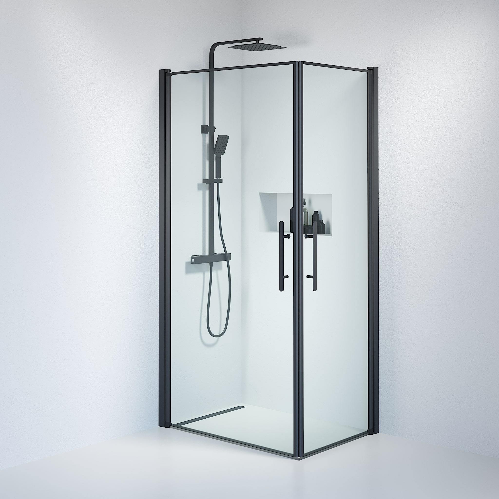 Square - Clear, Shower Enclosure Set - Code, Clear/Black - 70 cm - MASTERSTORE - 8595677120189 - Shower Enclosure Set - Code - 36 - 701 - 02 - 50 - 00 - 8595677120189
