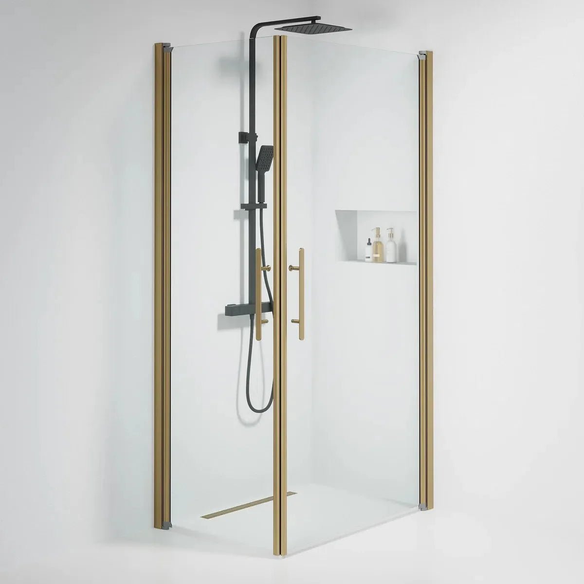 Vänern Duschhörn, Rak, Klarglas, Brons Profil - Duschhörna - BATH DELUXE - PRESTIGE - 36 - 701 - 70 - 50 - 00 - BATHDELUXE SWEDEN