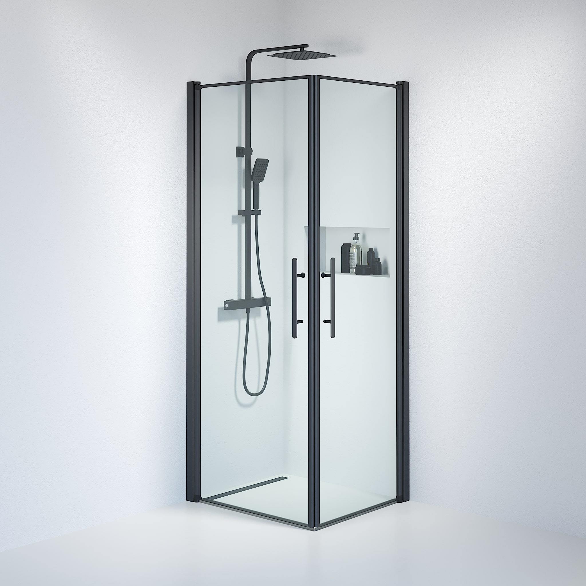 Square - Clear, Shower Enclosure Set - Code, Clear/Black - 70 cm - MASTERSTORE - 8595677120318 - Shower Enclosure Set - Code - 36 - 708 - 02 - 50 - 00 - 8595677120318