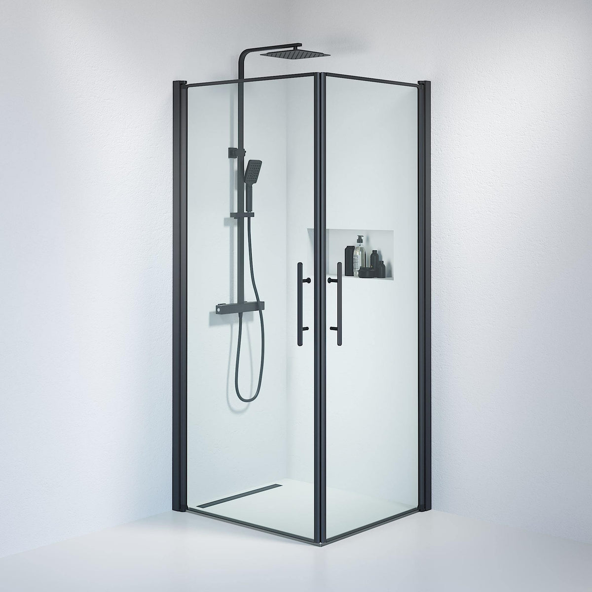 Square - Clear, Shower Enclosure Set - Code, Clear/Black - 70 cm - MASTERSTORE - 8595677120318 - Shower Enclosure Set - Code - 36 - 708 - 02 - 50 - 00 - 8595677120318