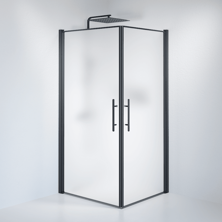 Kvadratisk - Frostad, Duschset - Kvadratisk, Matt/Svart - 70 cm - Duschkabinset - Kod - BATH DELUXE - PRESTIGE - 36-708-02-55-00 - BATHDELUXE SWEDEN