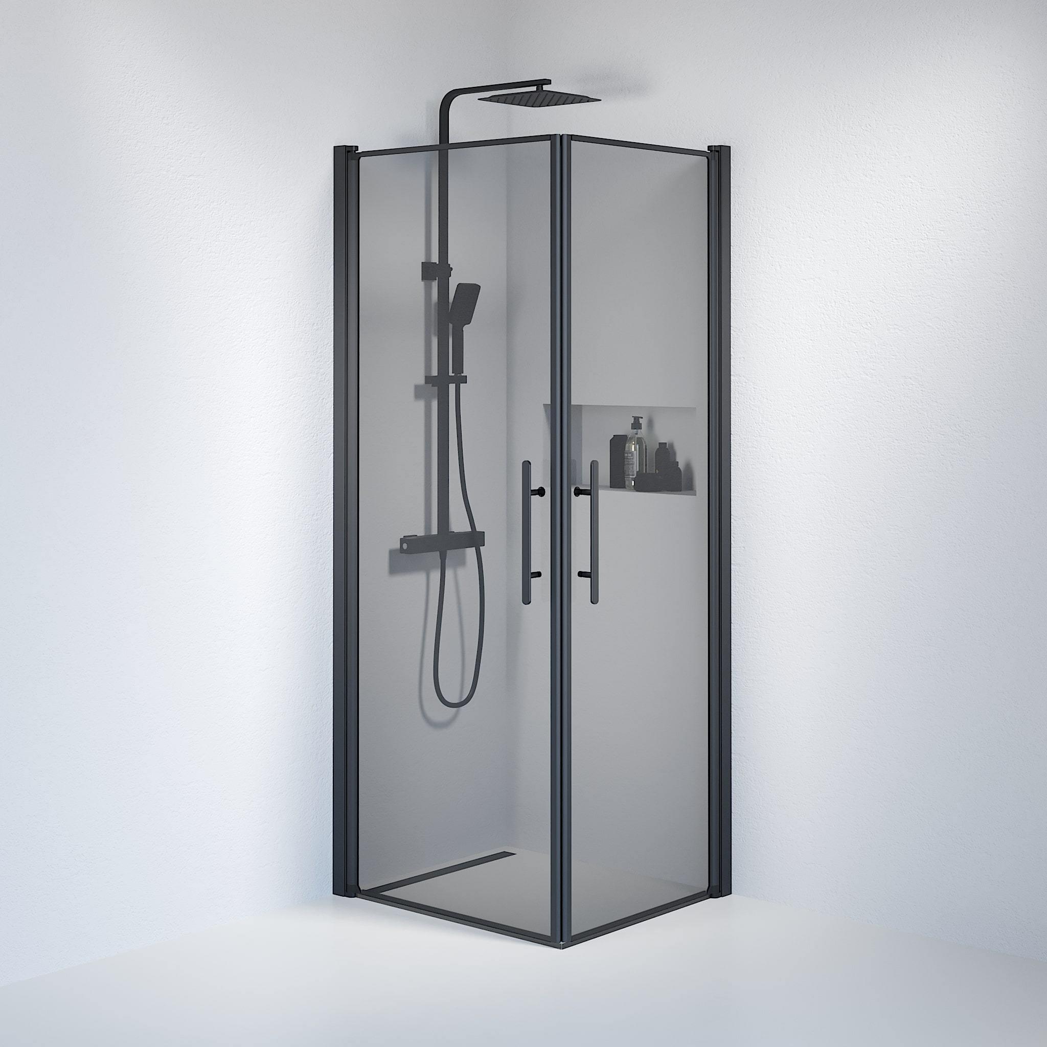 Kvadratisk - Rökt, Duschset - Kvadratisk, Rökt/Svart - 70 cm - Duschkabinset - Kod - BATH DELUXE - PRESTIGE - 36-708-02-56-00 - BATHDELUXE SWEDEN