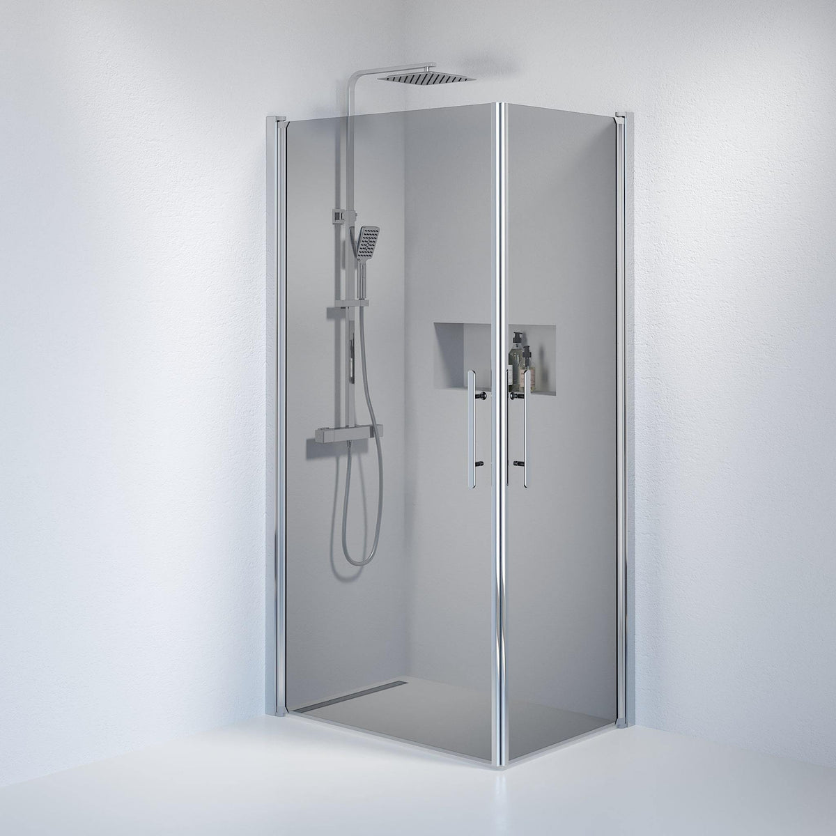Square - Smoked, Shower Enclosure Set - Code, Smoked/Chrome - 70 cm - MASTERSTORE - 8595677120394 - Shower Enclosure Set - Code - 36 - 708 - 60 - 56 - 00 - 8595677120394