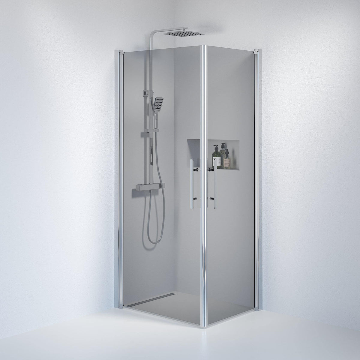 Square - Smoked, Shower Enclosure Set - Code, Smoked/Chrome - 70 cm - MASTERSTORE - 8595677120394 - Shower Enclosure Set - Code - 36 - 708 - 60 - 56 - 00 - 8595677120394