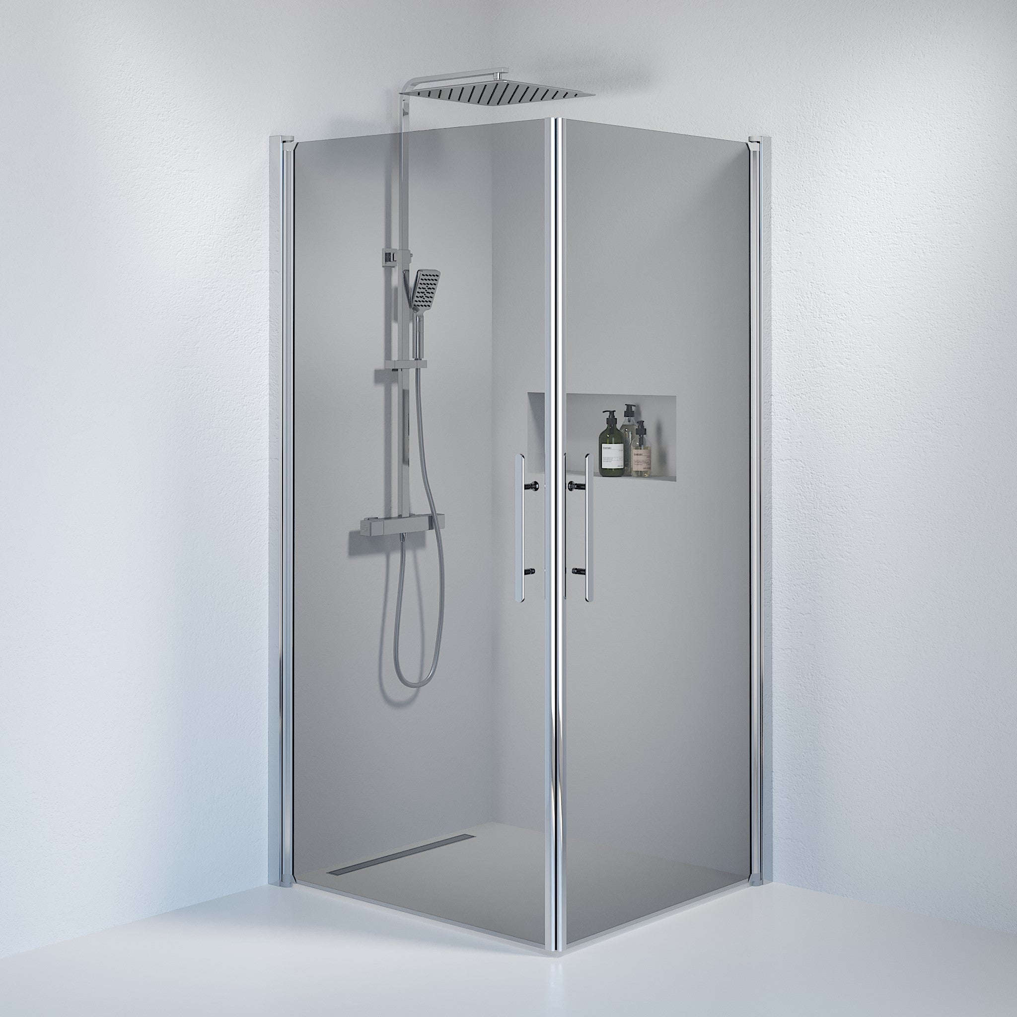 Square - Smoked, Shower Enclosure Set - Code, Smoked/Chrome - 70 cm - MASTERSTORE - 8595677120394 - Shower Enclosure Set - Code - 36 - 708 - 60 - 56 - 00 - 8595677120394
