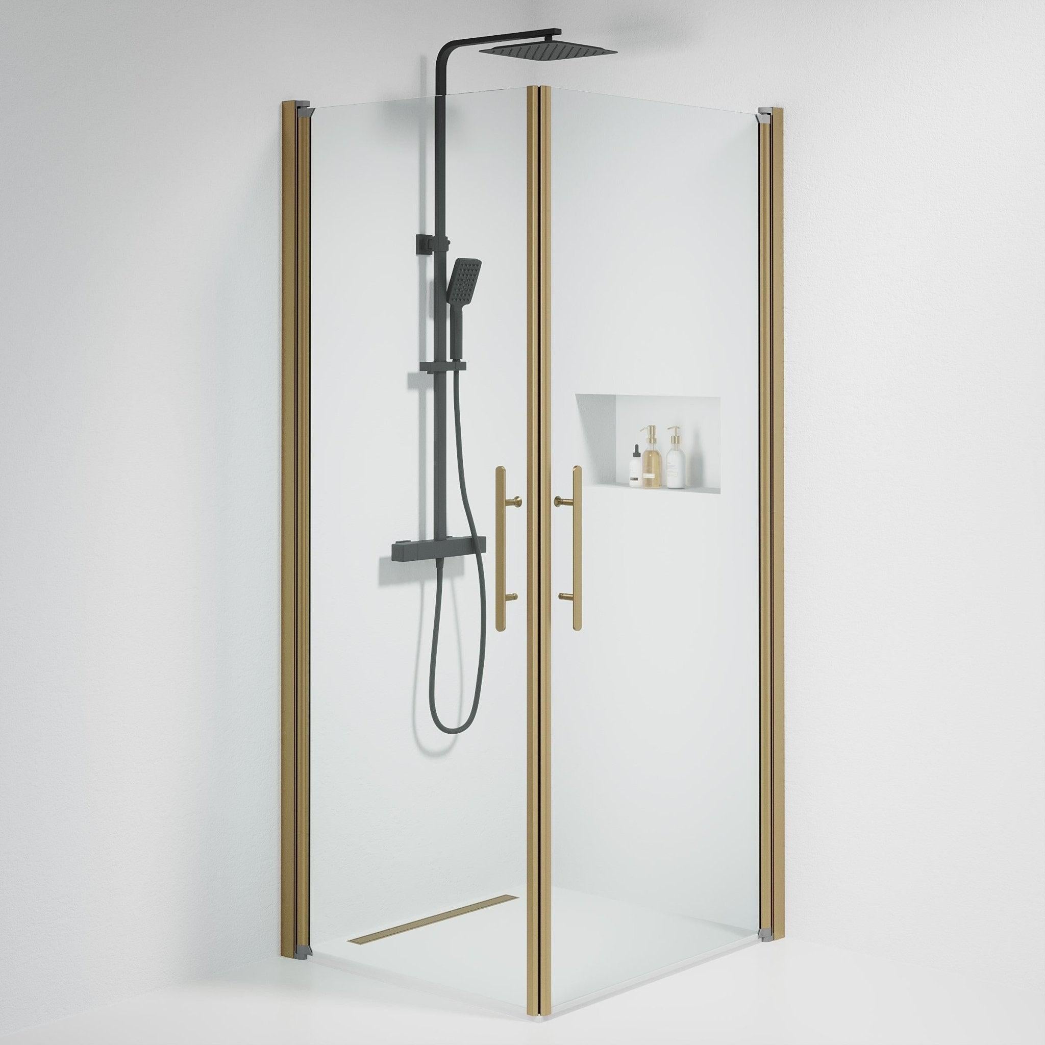 Kvadratisk - Klar, Duschset - Kvadratisk, Klar/Brons - 70 cm - Duschkabinset - Kod - BATH DELUXE - PRESTIGE - 36-708-70-50-00 - BATHDELUXE SWEDEN