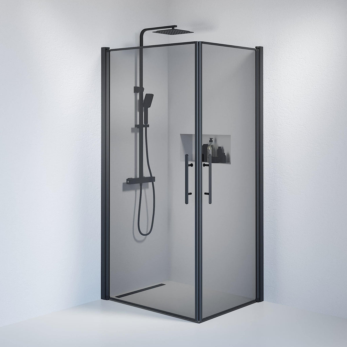 Square - Smoked, Shower Enclosure Set - Code, Smoked/Black - 70 cm - MASTERSTORE - 8595677120479 - Shower Enclosure Set - Code - 36 - 709 - 02 - 56 - 00 - 8595677120479