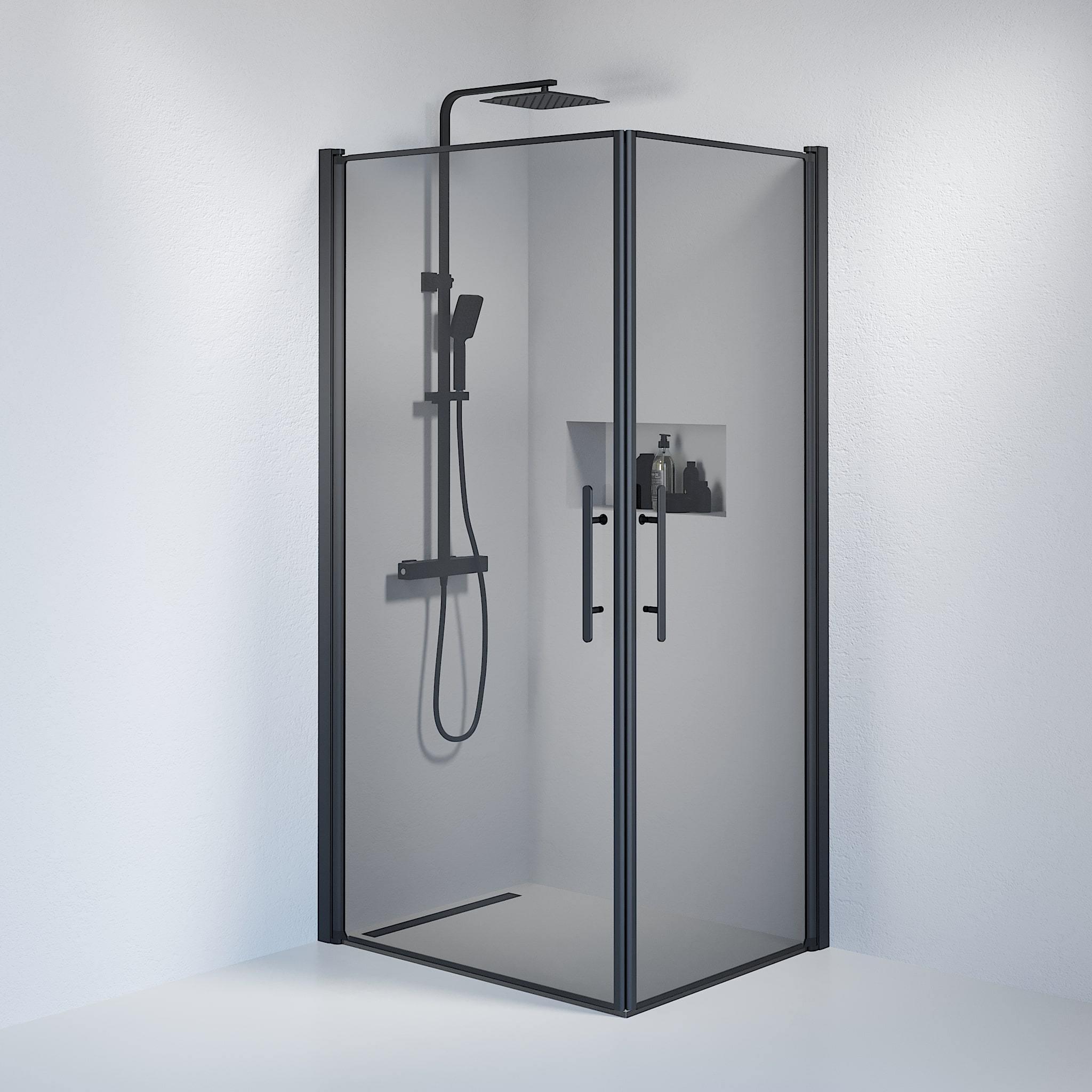 Kvadratisk - Rökt, Duschset - Kvadratisk, Rökt/Svart - 70 cm - Duschkabinset - Kod - BATH DELUXE - PRESTIGE - 36-709-02-56-00 - BATHDELUXE SWEDEN