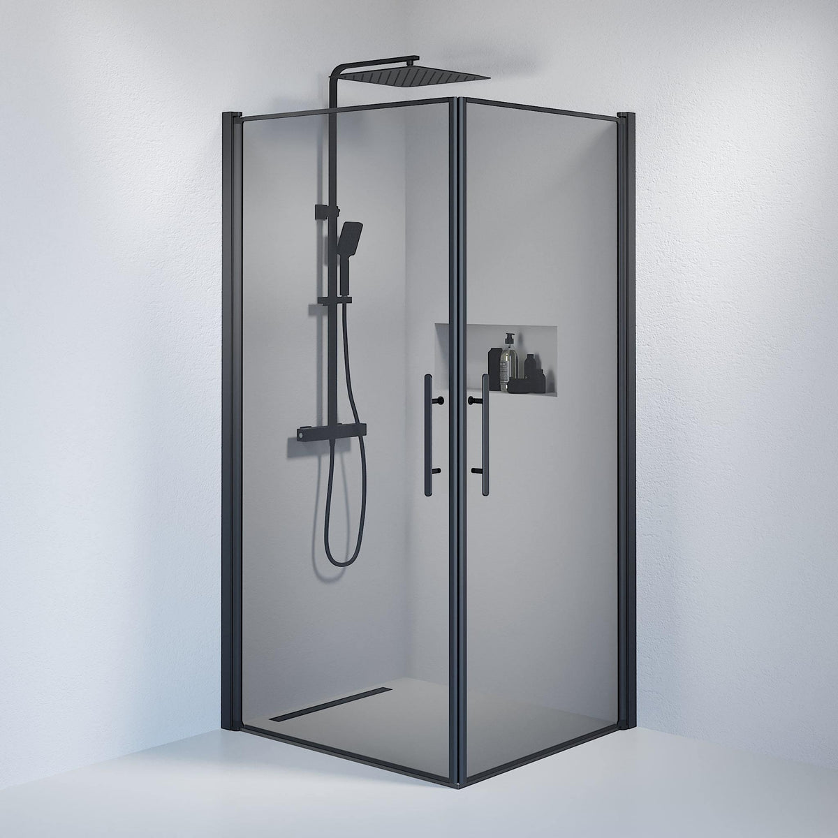 Square - Smoked, Shower Enclosure Set - Code, Smoked/Black - 70 cm - MASTERSTORE - 8595677120479 - Shower Enclosure Set - Code - 36 - 709 - 02 - 56 - 00 - 8595677120479