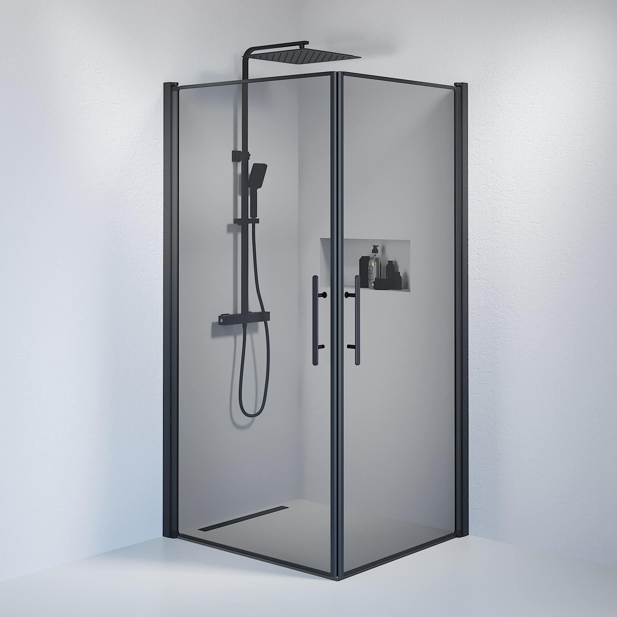 Kvadratisk - Rökt, Duschset - Kvadratisk, Rökt/Svart - 70 cm - Duschkabinset - Kod - BATH DELUXE - PRESTIGE - 36-709-02-56-00 - BATHDELUXE SWEDEN