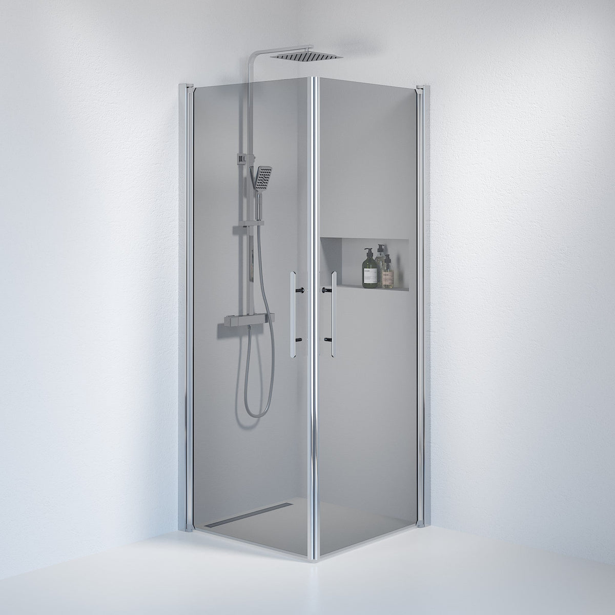 Square - Smoked, Shower Enclosure Set - Code, Smoked/Chrome - 70 cm - MASTERSTORE - 8595677120523 - Shower Enclosure Set - Code - 36 - 709 - 60 - 56 - 00 - 8595677120523