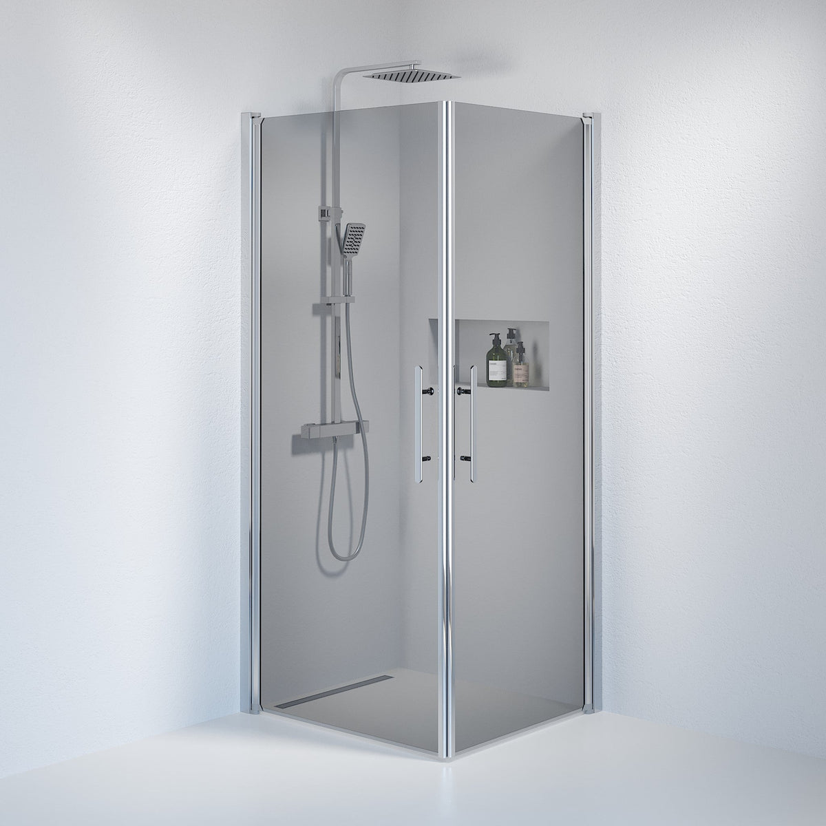Square - Smoked, Shower Enclosure Set - Code, Smoked/Chrome - 70 cm - MASTERSTORE - 8595677120523 - Shower Enclosure Set - Code - 36 - 709 - 60 - 56 - 00 - 8595677120523