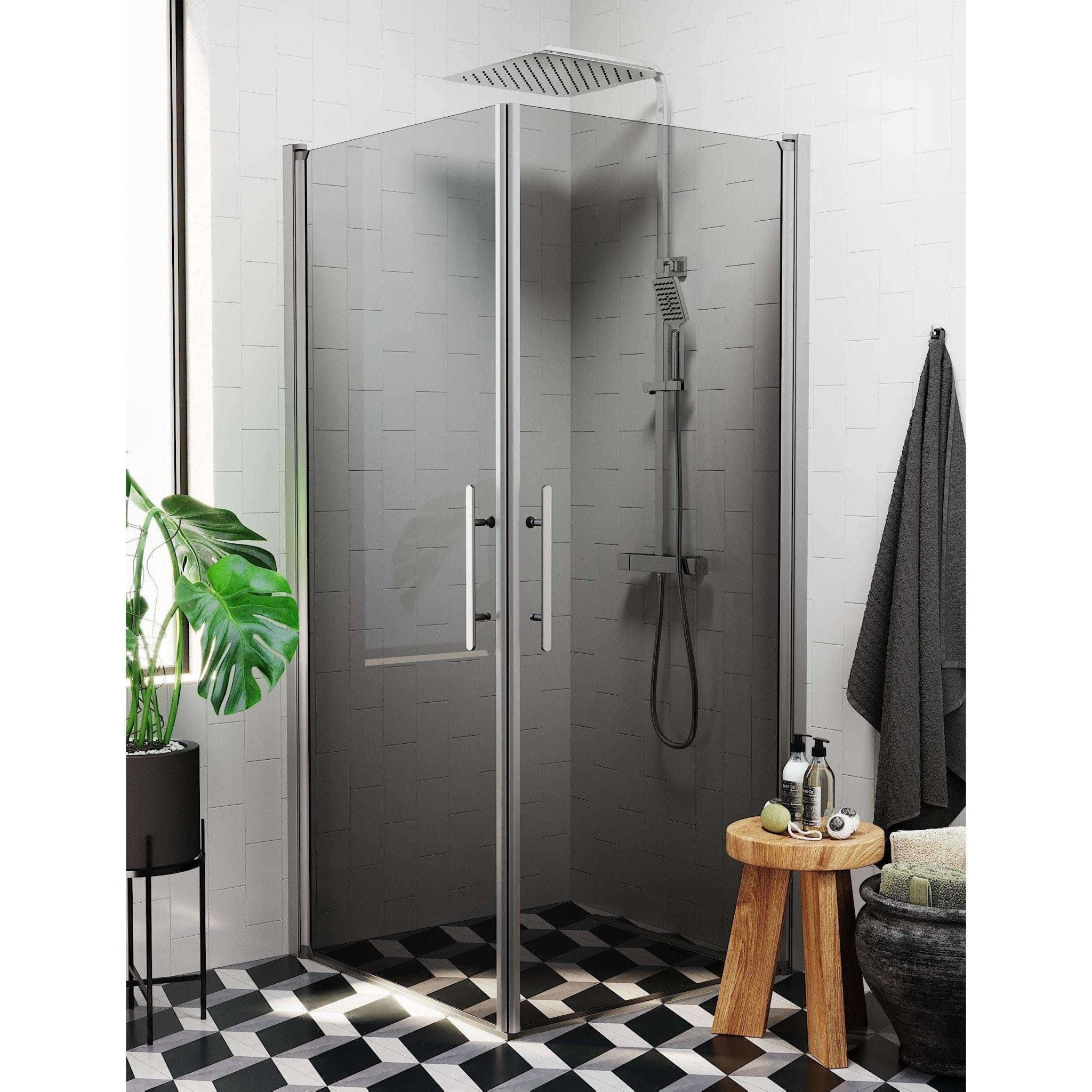 Kvadratisk - Rökt, Duschset - Kvadratisk, Rökt/Satin - 70 cm - Duschkabinset - Kod - BATH DELUXE - PRESTIGE - 36-709-67-56-00 - BATHDELUXE SWEDEN