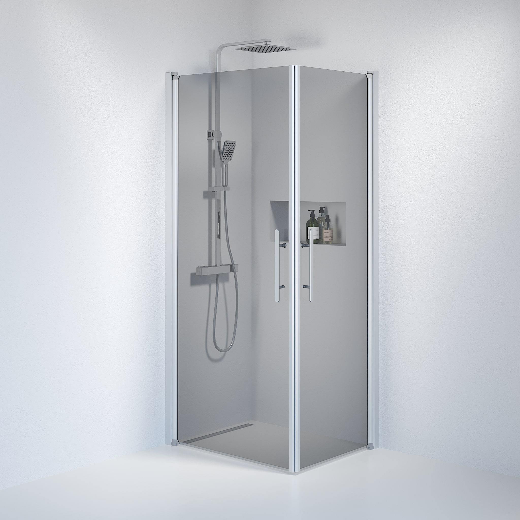 Kvadratisk - Rökt, Duschset - Kvadratisk, Rökt/Satin - 70 cm - Duschkabinset - Kod - BATH DELUXE - PRESTIGE - 36-709-67-56-00 - BATHDELUXE SWEDEN