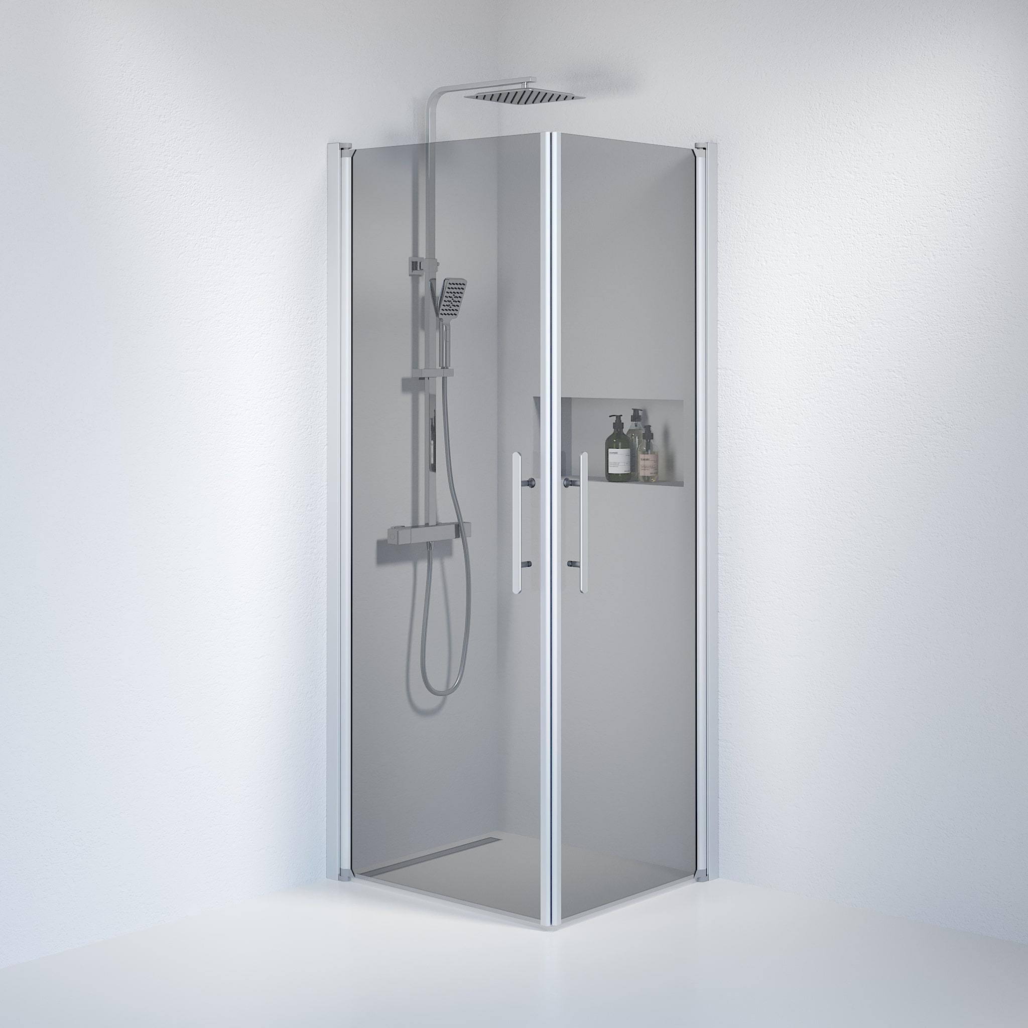 Kvadratisk - Rökt, Duschset - Kvadratisk, Rökt/Satin - 70 cm - Duschkabinset - Kod - BATH DELUXE - PRESTIGE - 36-709-67-56-00 - BATHDELUXE SWEDEN