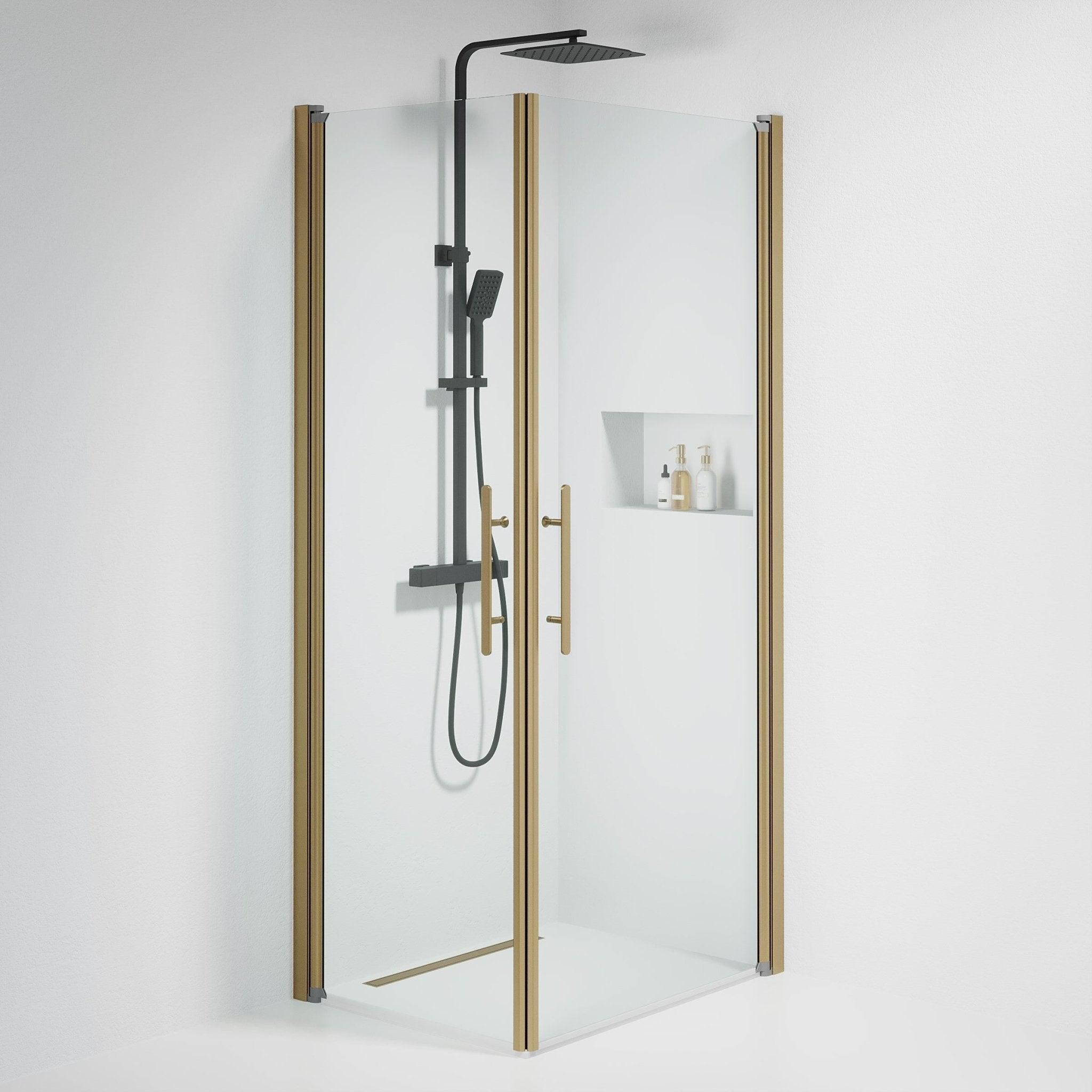 Kvadratisk - Klar, Duschset - Kvadratisk, Klar/Brons - 70 cm - Duschkabinset - Kod - BATH DELUXE - PRESTIGE - 36-709-70-50-00 - BATHDELUXE SWEDEN