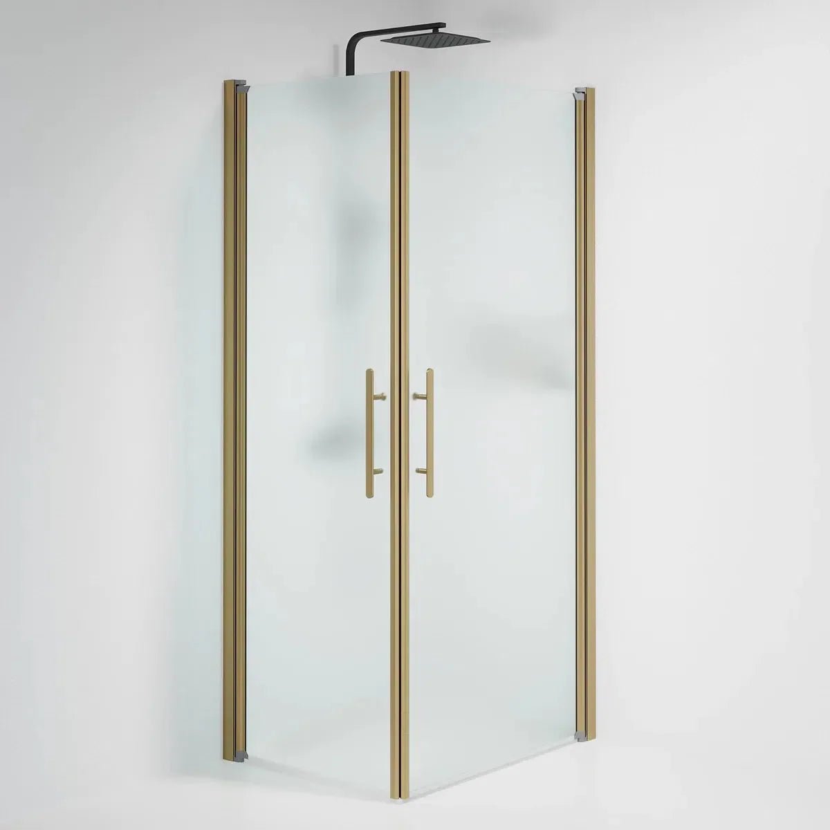 Vänern Duschhörn, Rak, Frostat Glas, Brons Profil - Duschhörna - BATH DELUXE - PRESTIGE - 36 - 709 - 70 - 55 - 00 - BATHDELUXE SWEDEN