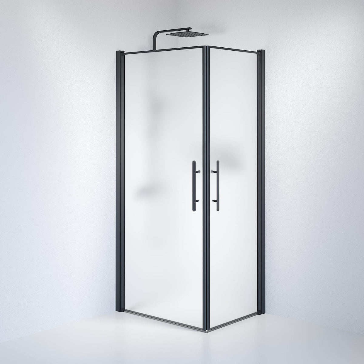 Square - Frosted, Shower Enclosure Set - Code, Matt/Black - 80 cm - MASTERSTORE - 8595677120592 - Shower Enclosure Set - Code - 36 - 801 - 02 - 55 - 00 - 8595677120592