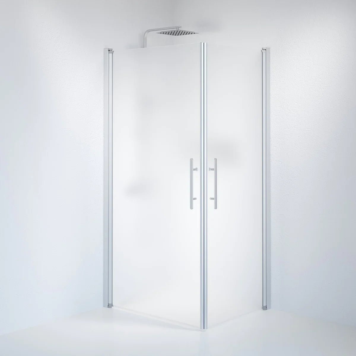 Vänern Duschhörn, Rak, Frostat Glas, Borstad Aluminium Profil - Duschhörna - BATH DELUXE - PRESTIGE - 36 - 801 - 67 - 55 - 00 - BATHDELUXE SWEDEN