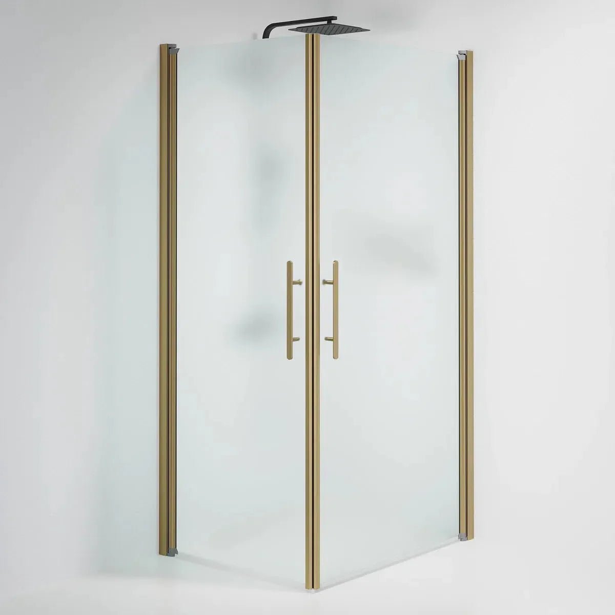 Vänern Duschhörn, Rak, Frostat Glas, Brons Profil - Duschhörna - BATH DELUXE - PRESTIGE - 36 - 801 - 70 - 55 - 00 - BATHDELUXE SWEDEN