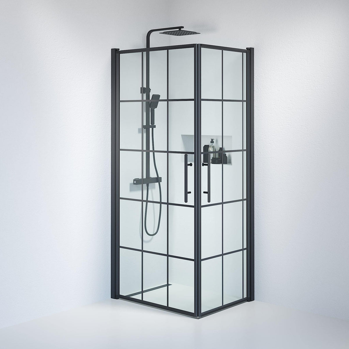 Square - Frames, Shower Enclosure Set - Code, Frame/Black - 80 cm - MASTERSTORE - 8595677120745 - Shower Enclosure Set - Code - 36 - 808 - 02 - 49 - 01 - 8595677120745