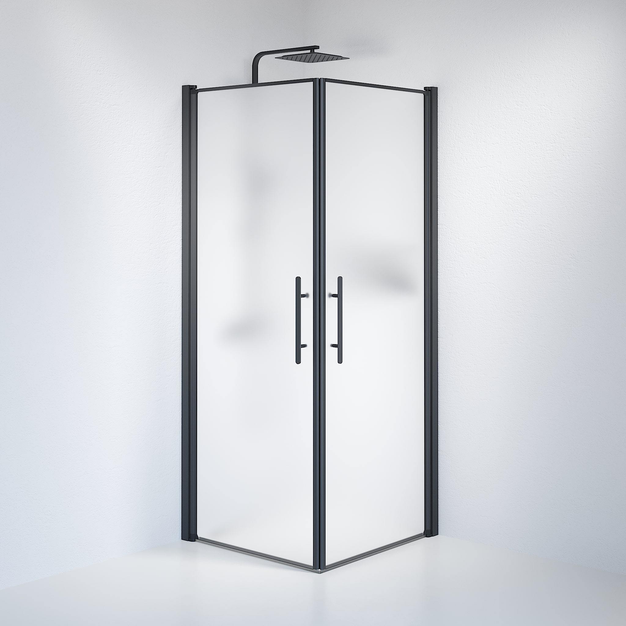 Square - Frosted, Shower Enclosure Set - Code, Matt/Black - 80 cm - MASTERSTORE - 8595677120721 - Shower Enclosure Set - Code - 36 - 808 - 02 - 55 - 00 - 8595677120721