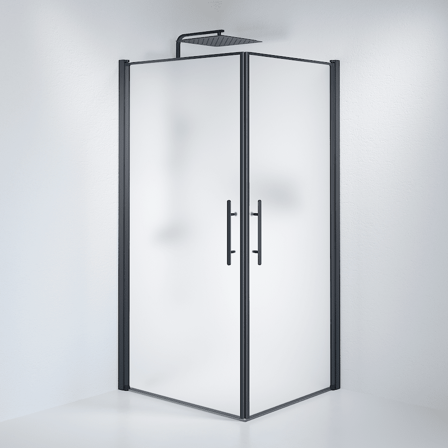 Square - Frosted, Shower Encl. Set - Square, Matt/Black - 80 cm - MASTERSTORE - 8595677120721 - Shower Enclosure Set - Code - 36-808-02-55-00 - 8595677120721