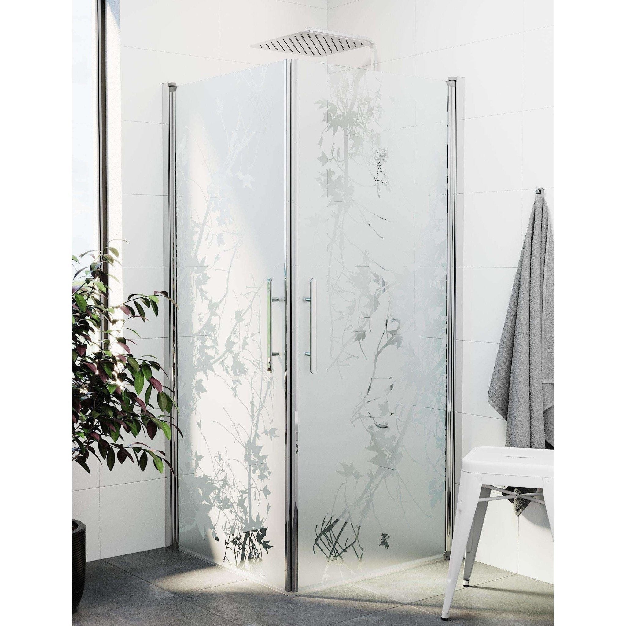 Kvadratisk - Dekor, Duschset - Kvadratisk, Dekor/Krom - 80 cm - Duschkabinset - Kod - BATH DELUXE - PRESTIGE - 36-808-60-54-00 - BATHDELUXE SWEDEN