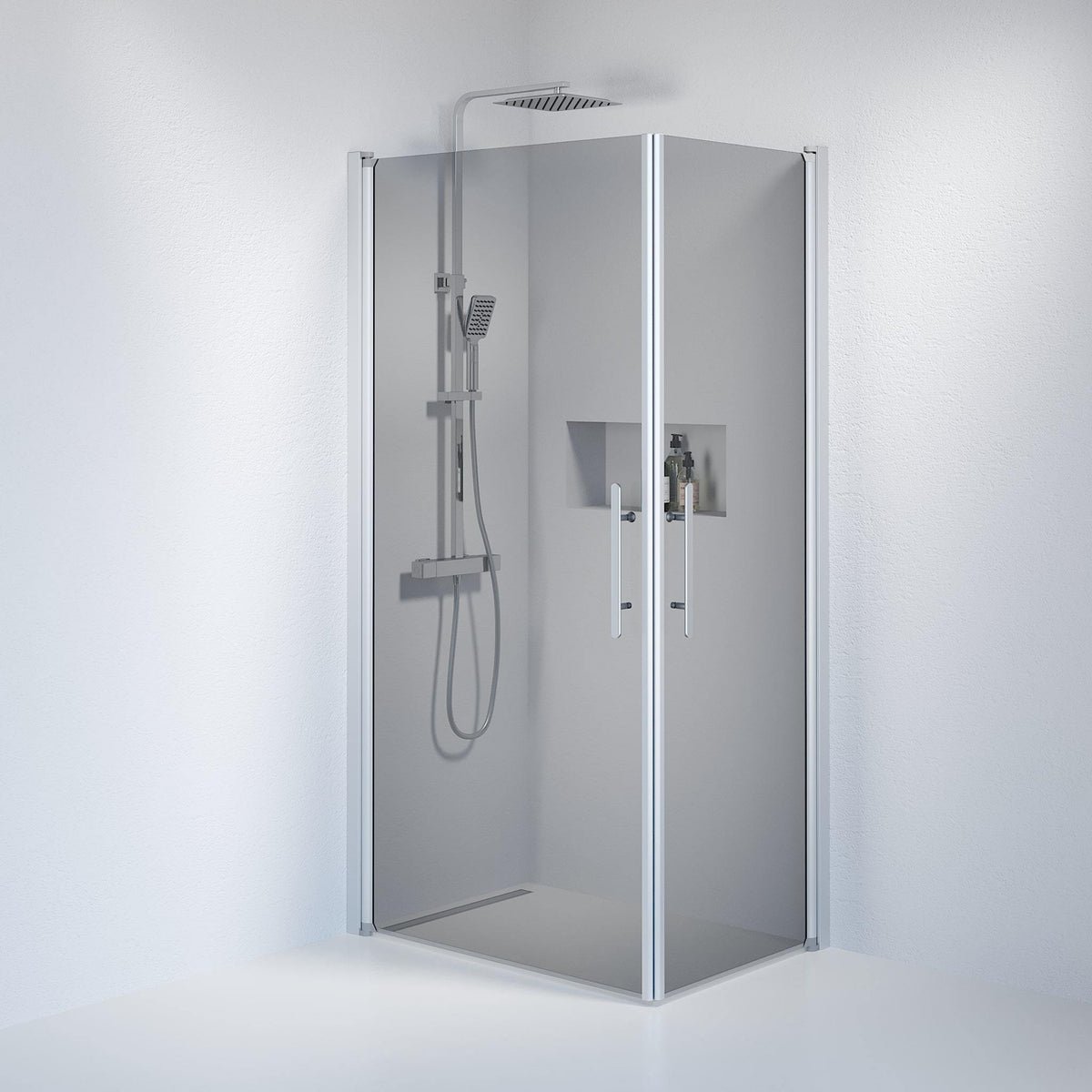 Square - Smoked, Shower Enclosure Set - Code, Smoked/Satin - 80 cm - MASTERSTORE - 8595677120820 - Shower Enclosure Set - Code - 36 - 808 - 67 - 56 - 00 - 8595677120820