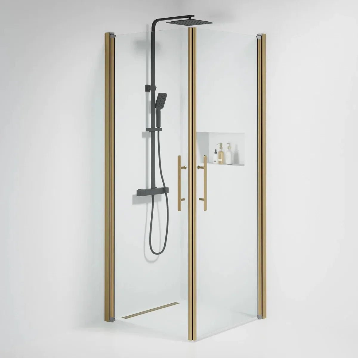 Vänern Duschhörn, Rak, Klarglas, Brons Profil - Duschhörna - BATH DELUXE - PRESTIGE - 36 - 808 - 70 - 50 - 00 - BATHDELUXE SWEDEN
