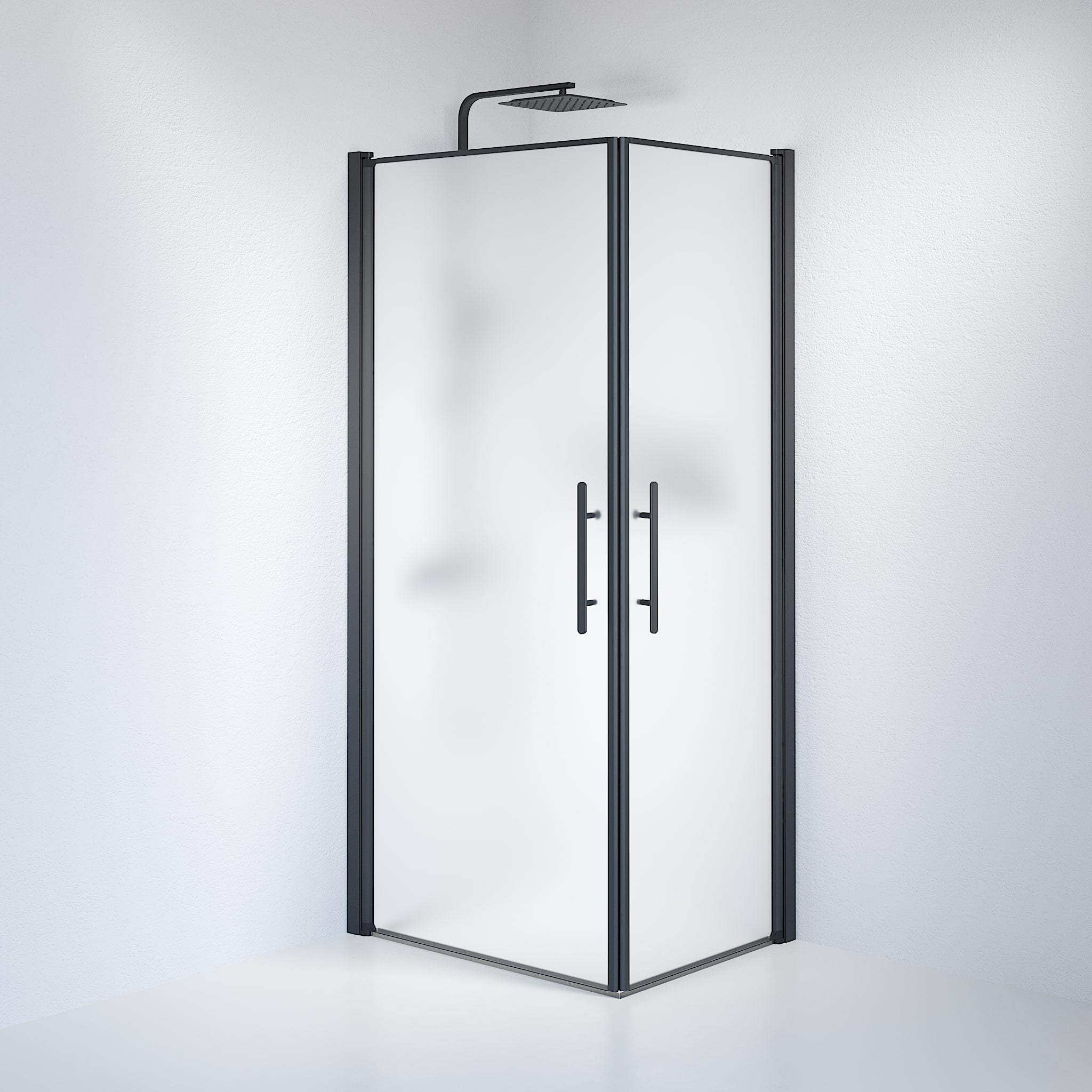 Kvadratisk - Frostad, Duschset - Kvadratisk, Matt/Svart - 80 cm - Duschkabinset - Kod - BATH DELUXE - PRESTIGE - 36-809-02-55-00 - BATHDELUXE SWEDEN