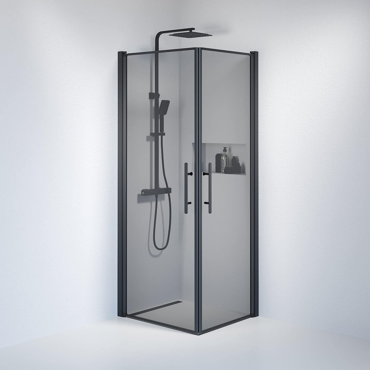 Square - Smoked, Shower Enclosure Set - Code, Smoked/Black - 80 cm - MASTERSTORE - 8595677120868 - Shower Enclosure Set - Code - 36 - 809 - 02 - 56 - 00 - 8595677120868