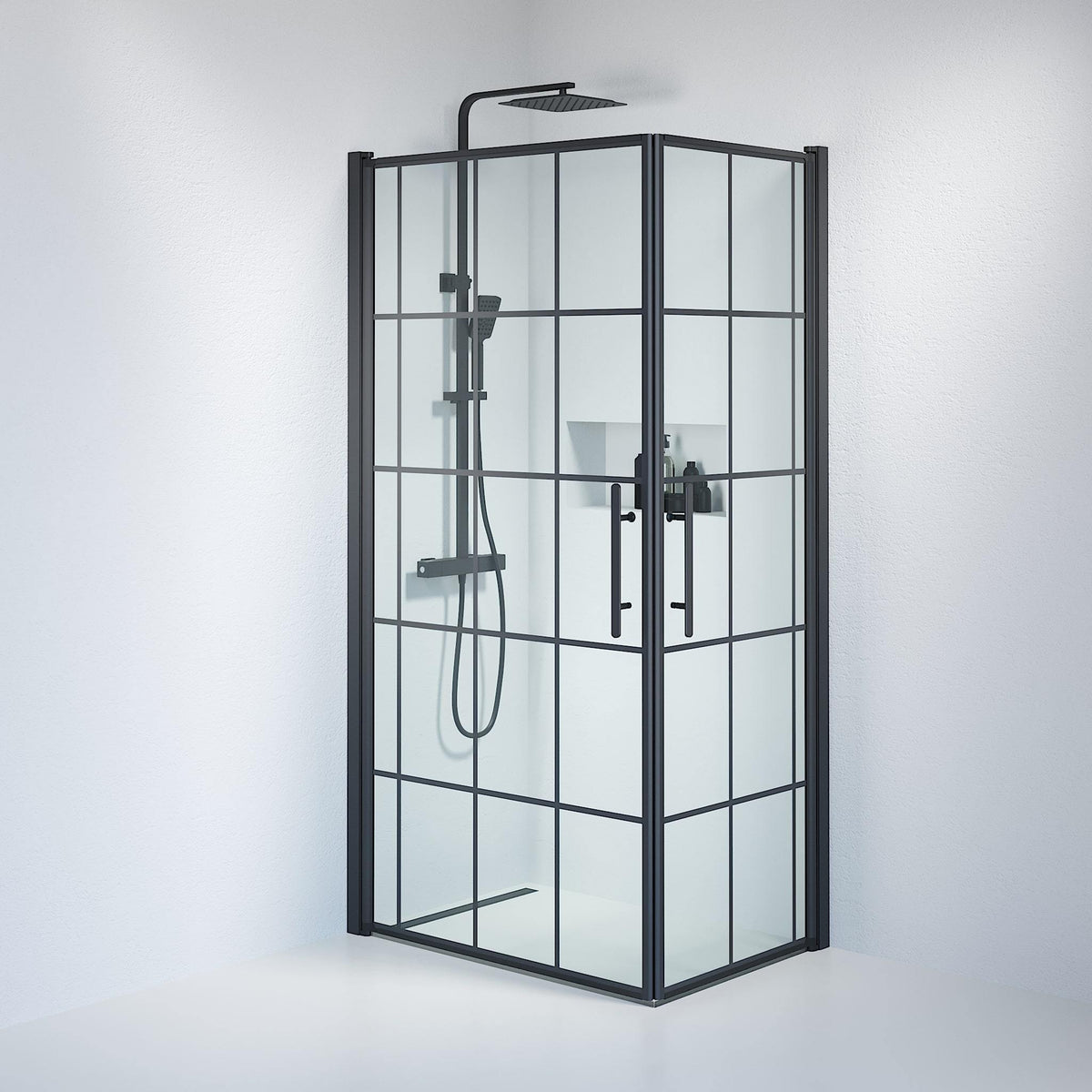 Square - Frames, Shower Enclosure Set - Code, Frame/Black - 90 cm - MASTERSTORE - 8595677121131 - Shower Enclosure Set - Code - 36 - 901 - 02 - 49 - 01 - 8595677121131