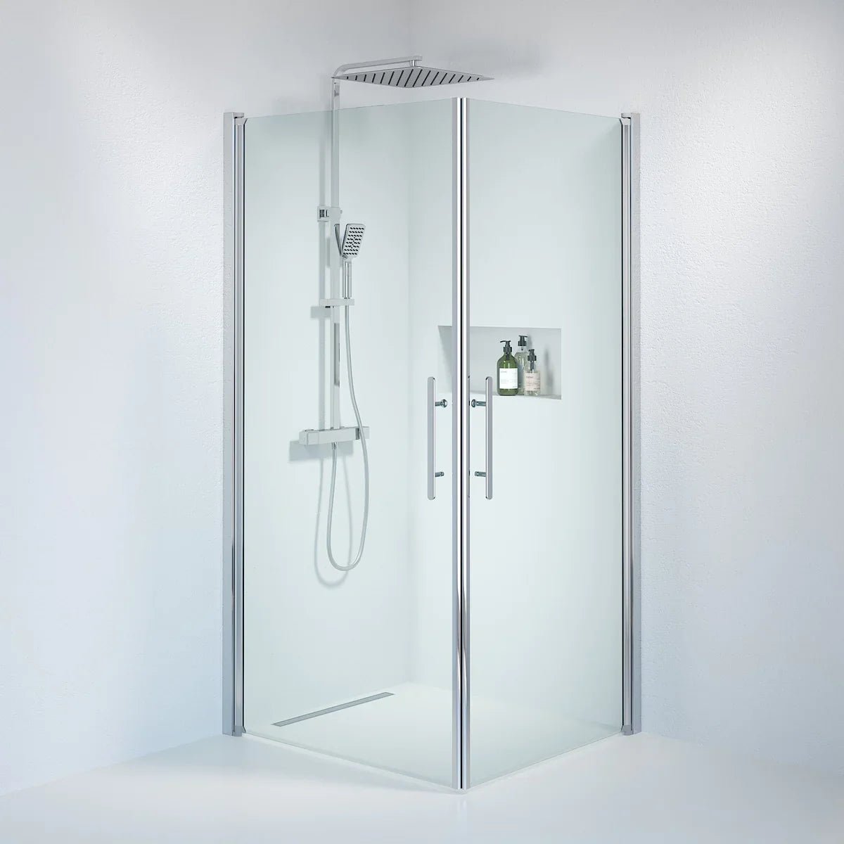 Vänern Duschhörn, Rak, Klarglas, Krom Profil - Duschhörna - BATH DELUXE - PRESTIGE - 36 - 901 - 60 - 50 - 00 - BATHDELUXE SWEDEN